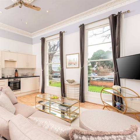 Kick back in the living room after a day out in the Gloucestershire countryside