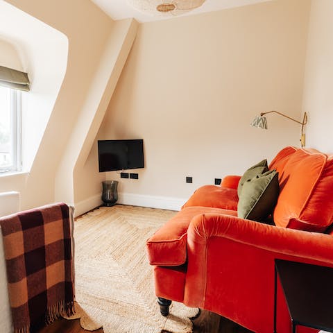 Sink into the comfortable sofa and relax with a cup of tea
