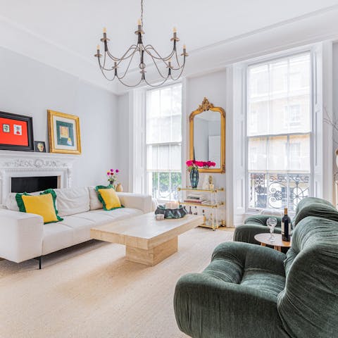 Enjoy the period features and stylish decor in your bright living room