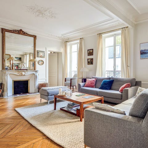 Sip coffee in this typically Parisian apartment before heading out