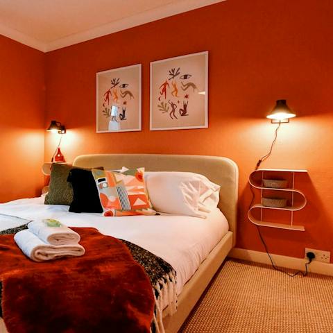 Get a groovy night's sleep in the distinctive main bedroom