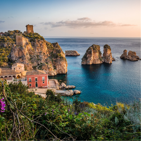 Explore the Egadi Islands, including Favignana, a short drive away