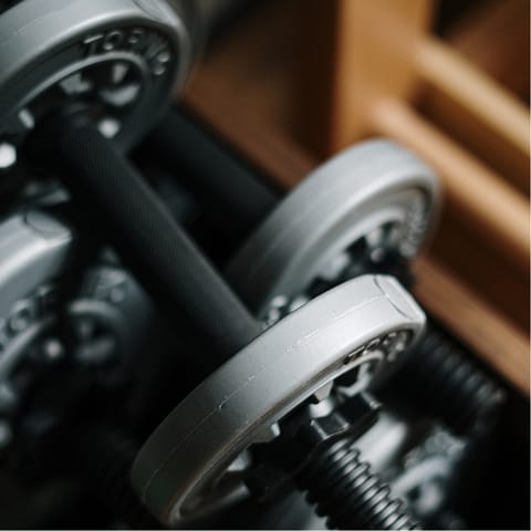 Pump some iron in the home's fitness room