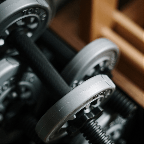 Pump some iron in the home's fitness room