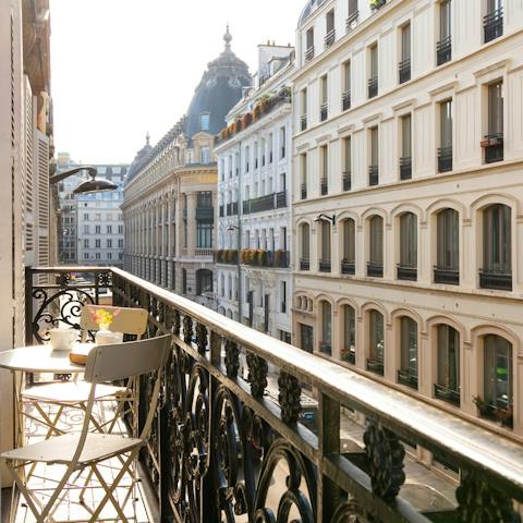 Sit out on the private balcony with a kir aperitif