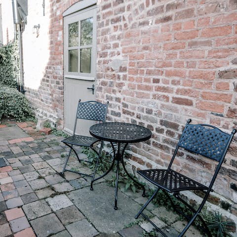 Sip your morning coffee while listening to the birds sing out on the patio when the sun is shining