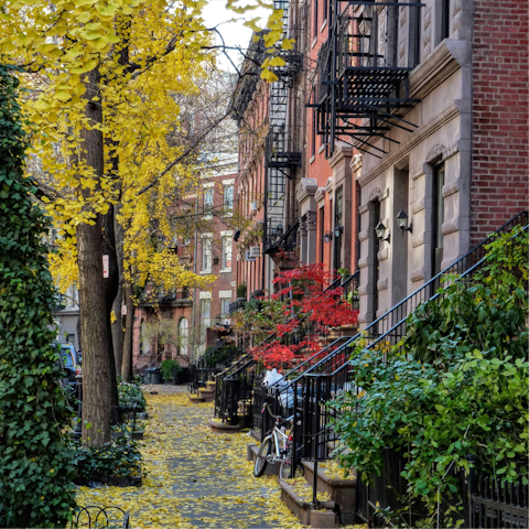 Amble through Greenwich Village for cafés, bars, and  shops