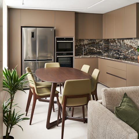 End your day with a home cooked meal in the open dining area