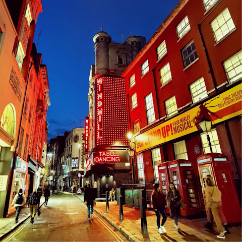 Explore Soho's cultural hub, ten minutes away