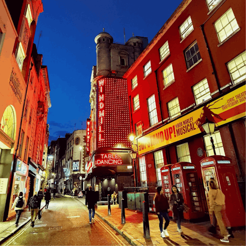Explore Soho's cultural hub, ten minutes away