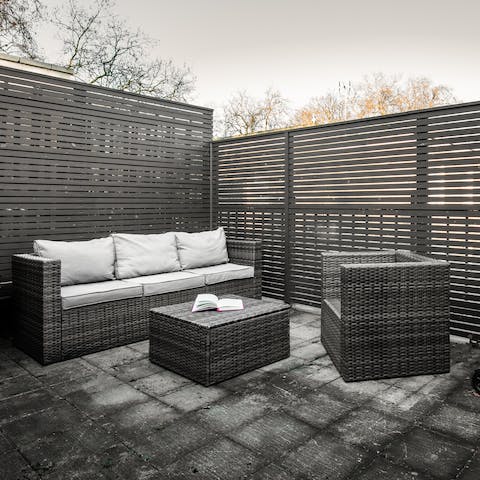 Head to the private terrace with pre-dinner drinks on long summer nights
