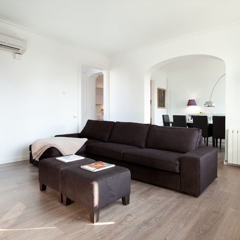 Take a moment to rest on the sofa before heading out for dinner