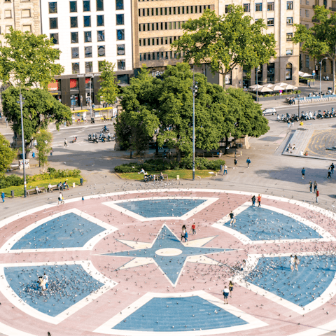 Stretch your legs with a stroll around the Plaça de Catalunya