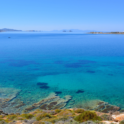 Enjoy stunning panoramic views of the sea between Paros and Naxos