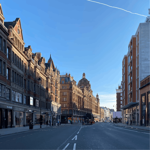 Step out of the apartment and onto the bustling streets of Knightsbridge
