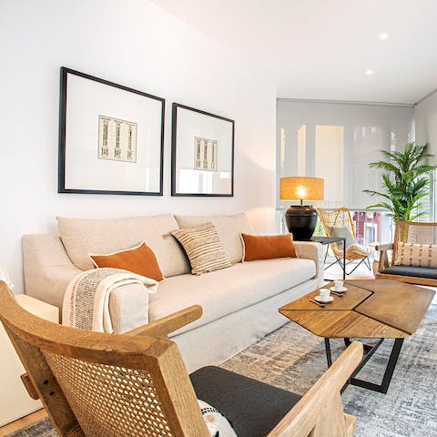 Stretch out on the plush sofa after a long day on your feet, cosy beteen the throws and the pillows