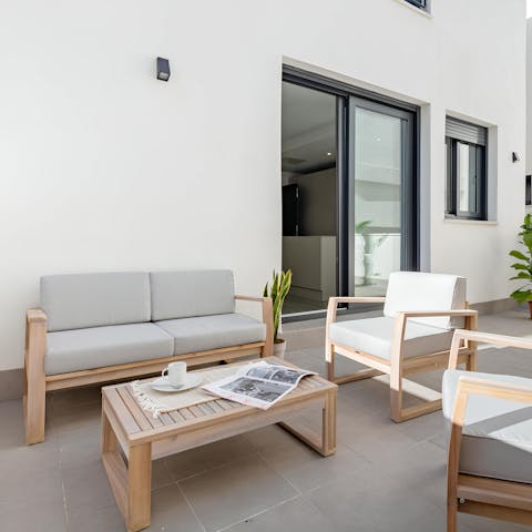 Unwind with drinks on the private terrace