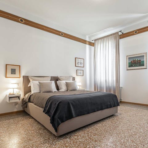 Enjoy the quiet simplicity of the bedrooms after a day of exploring