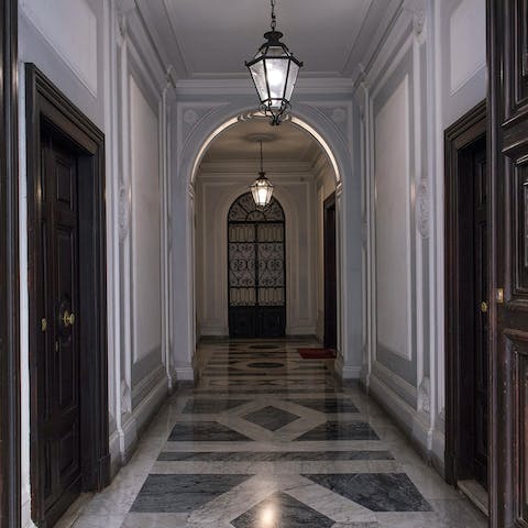 Make a grand entrance in the shared lobby