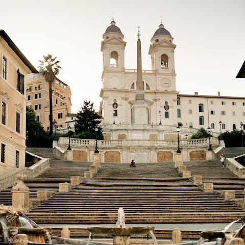 Explore Piazza di Spagna, a three-minute stroll from this home
