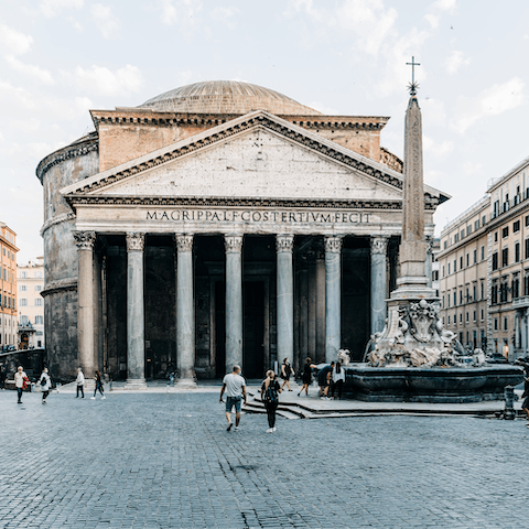 Fall upon the city's stunning architecture and landmarks such as the Pantheon, only an eight-minute walk away from your apartment