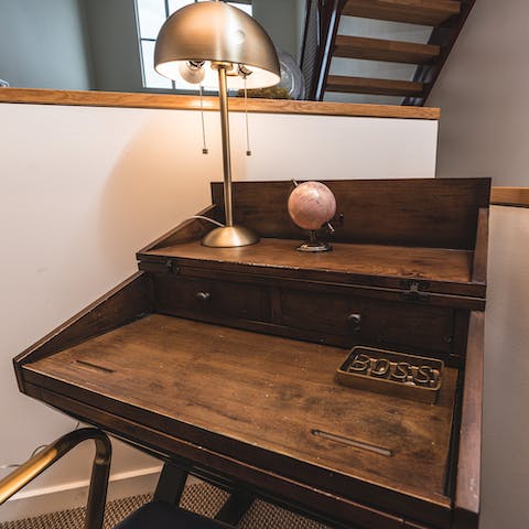 Get some work done at one of two desks in the home