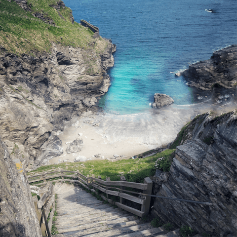 Visit Tintagel Castle and Bossiney Cove, thirty six minutes away by car