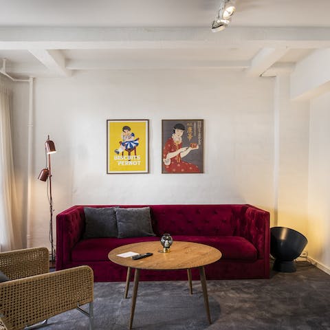 Recline on the sofa with a good book after a busy day