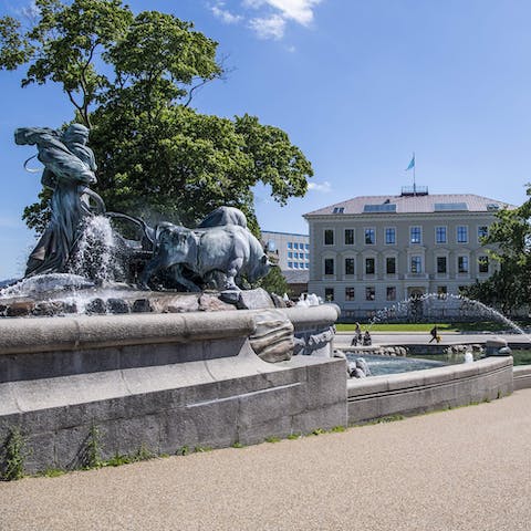 Visit the Gefion Fountain on a sunny afternoon