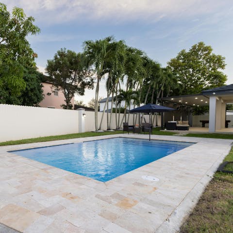 Cool off from the Miami sun in the private pool