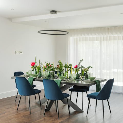 Cook together and sit down to family meals
