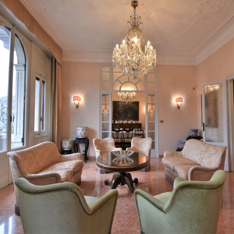 Gather in the elegant living area after sightseeing