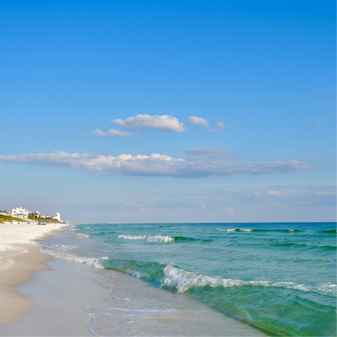 Head through the private gate and onto the boardwalk to Rosemary Beach