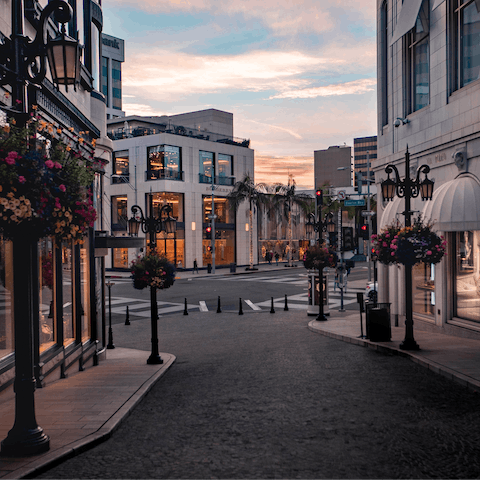 Wander around the pretty streets of Beverly Hills with many shops and eateries