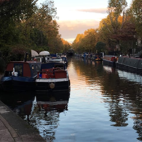 Stroll along Little Venice's picturesque canal, a ten-minute walk away