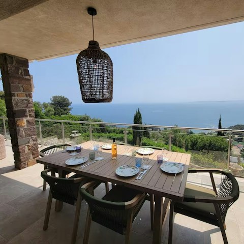 Take in the stunning view from the shaded terrace