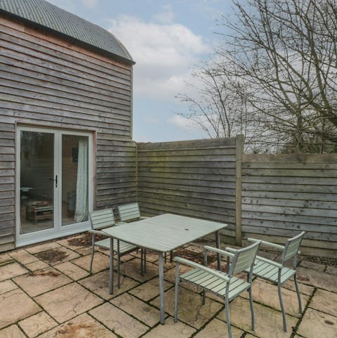 Relax on the patio in the Oxfordshire countryside