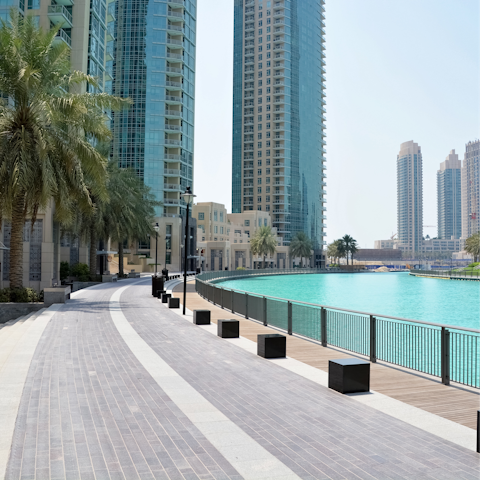 Enjoy leisurely walks along The Marina, a seven-minute walk from your apartment