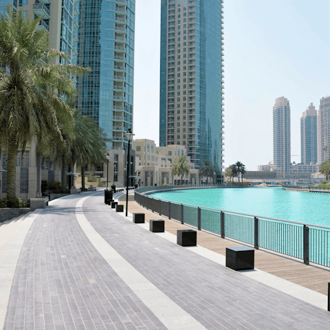 Enjoy leisurely walks along The Marina, a seven-minute walk from your apartment