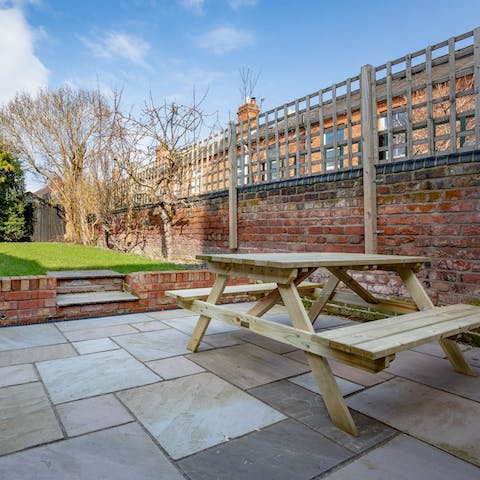 Have a picnic lunch at home in the pretty garden