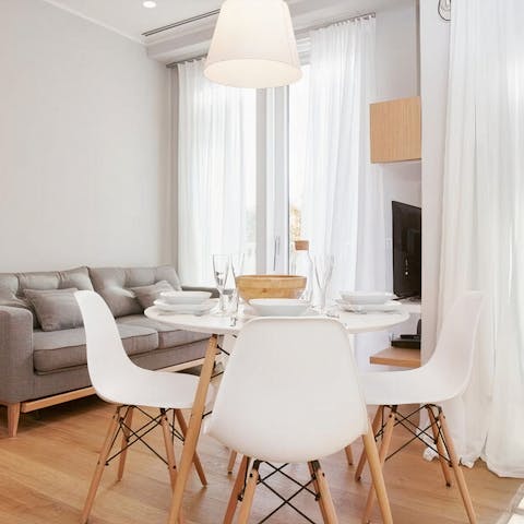 Lounge and dine in the open-plan living space