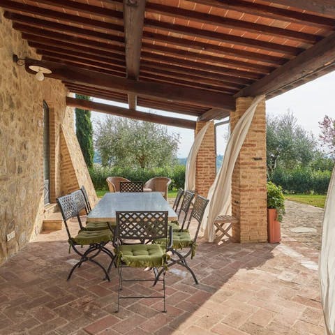 Indulge in a delicious Italian breakfast feast on the garden terrace