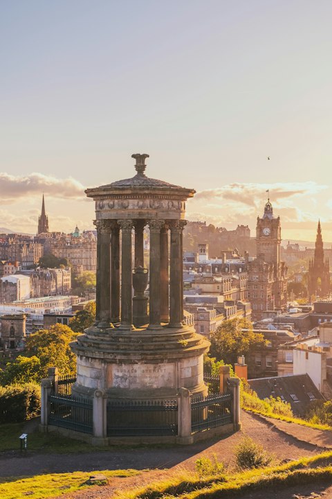 Climb Calton Hill for sweeping panoramic views, a fifteen-minute walk away