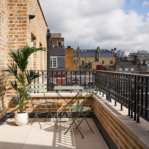 Take in the city skyline with your morning coffee