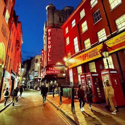 Soak in the creative buzz of Soho, a ten minute walk away