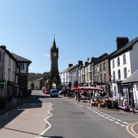 Explore the historic market town of Machynlleth, a fifteen-minute drive away