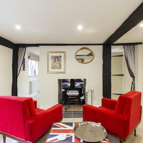 Curl up in an armchair next to one of the log burners