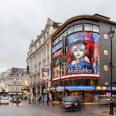 Spend a memorable night watching a glittering West End show at one of Shaftesbury Avenue's theatres right outside your door