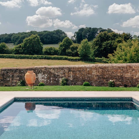 A swimming pool with idyllic views