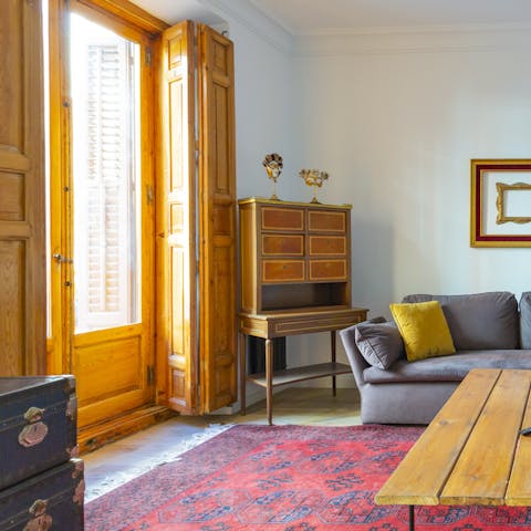 Step right out to the balconette from the living room with your morning espresso